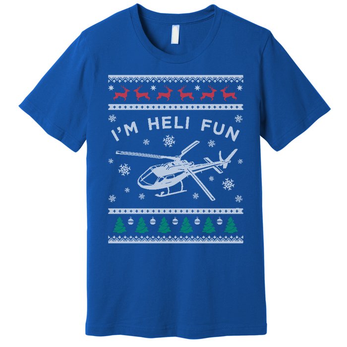 Helicopter Ugly Christmas Funny Gift Fun Xmas Heli Pilot Gift Premium T-Shirt