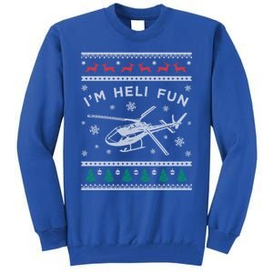 Helicopter Ugly Christmas Funny Gift Fun Xmas Heli Pilot Gift Tall Sweatshirt