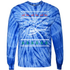 Helicopter Ugly Christmas Funny Gift Fun Xmas Heli Pilot Gift Tie-Dye Long Sleeve Shirt