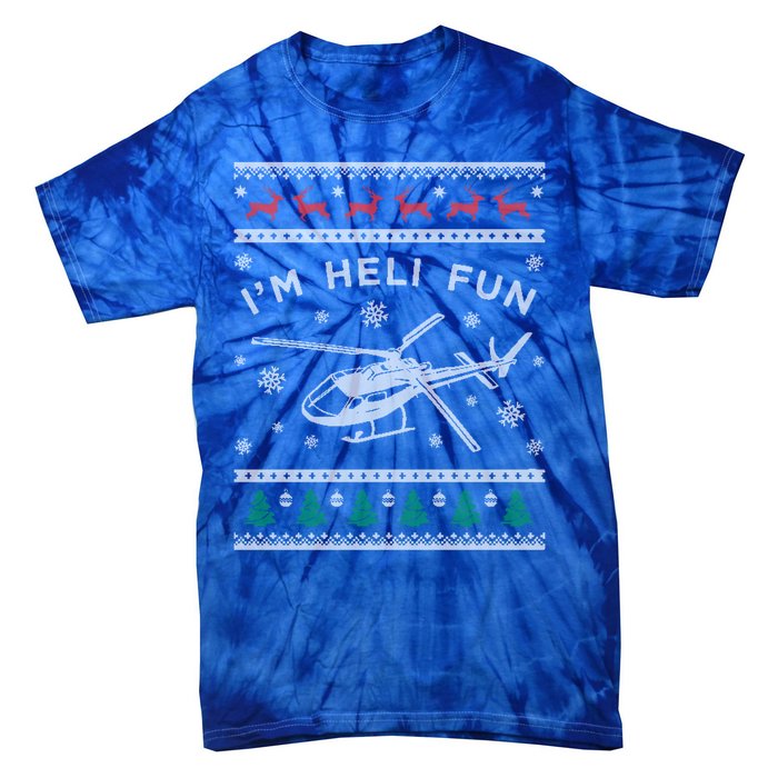 Helicopter Ugly Christmas Funny Gift Fun Xmas Heli Pilot Gift Tie-Dye T-Shirt