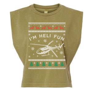 Helicopter Ugly Christmas Funny Gift Fun Xmas Heli Pilot Gift Garment-Dyed Women's Muscle Tee