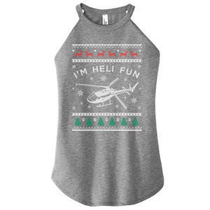 Helicopter Ugly Christmas Funny Gift Fun Xmas Heli Pilot Gift Women's Perfect Tri Rocker Tank