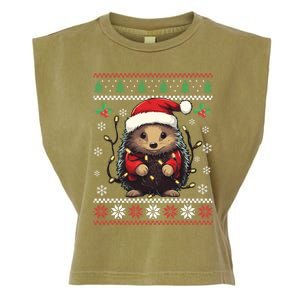 Hedgehog Ugly Christmas Sweater Xmas Garment-Dyed Women's Muscle Tee