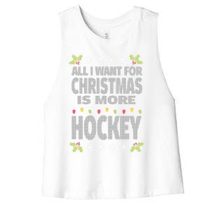 Hockey Ugly Christmas Meaningful Gift Women's Racerback Cropped Tank