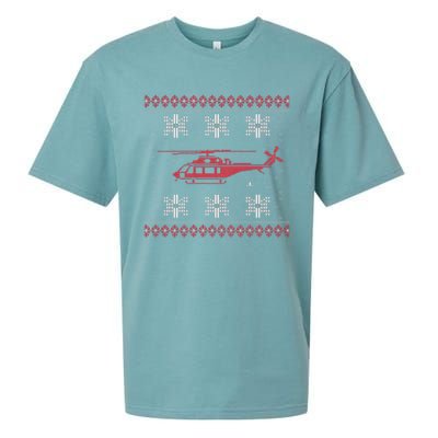 Helicopter Ugly Christmas Aviation Helicopter Pilot Meaningful Gift Sueded Cloud Jersey T-Shirt