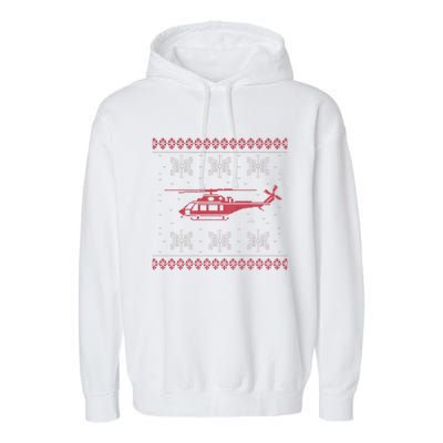 Helicopter Ugly Christmas Aviation Helicopter Pilot Meaningful Gift Garment-Dyed Fleece Hoodie