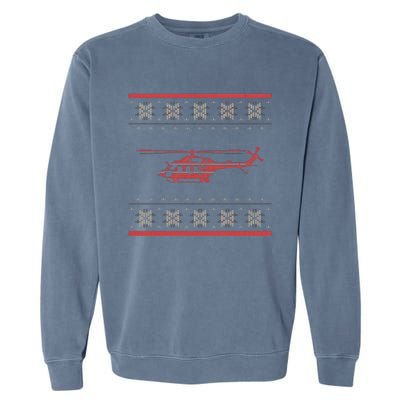 Helicopter Ugly Christmas Aviation Helicopter Pilot Gift Garment-Dyed Sweatshirt