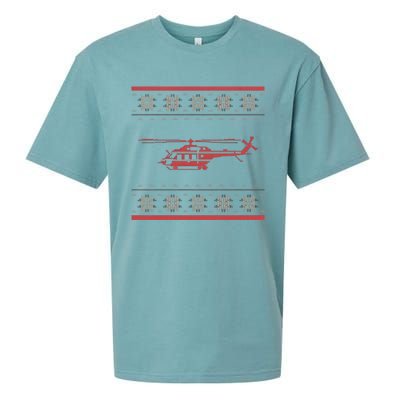 Helicopter Ugly Christmas Aviation Helicopter Pilot Gift Sueded Cloud Jersey T-Shirt