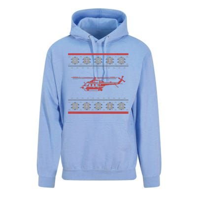 Helicopter Ugly Christmas Aviation Helicopter Pilot Gift Unisex Surf Hoodie