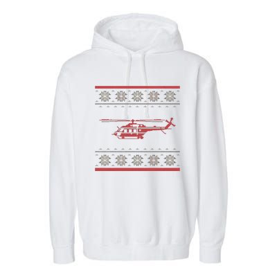 Helicopter Ugly Christmas Aviation Helicopter Pilot Gift Garment-Dyed Fleece Hoodie