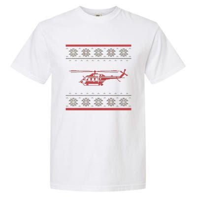 Helicopter Ugly Christmas Aviation Helicopter Pilot Gift Garment-Dyed Heavyweight T-Shirt