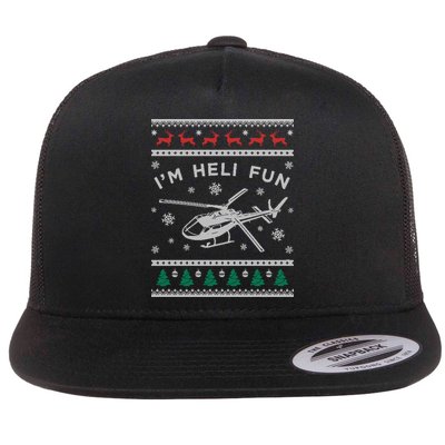 Helicopter Ugly Christmas Great Gift Fun Xmas Heli Gift Flatbill Hat