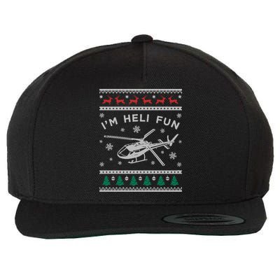 Helicopter Ugly Christmas Great Gift Fun Xmas Heli Gift Wool Snapback Cap