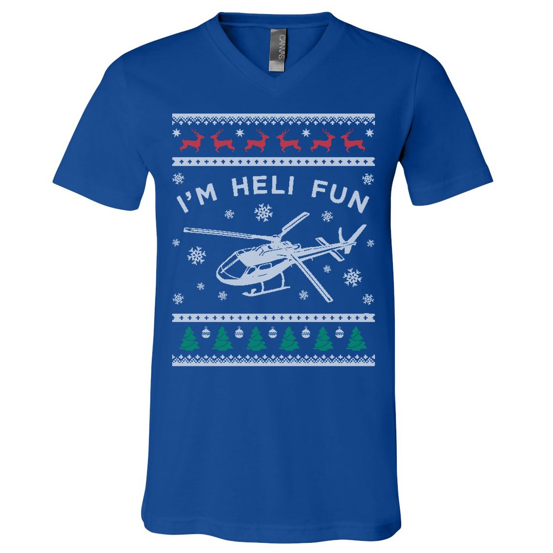 Helicopter Ugly Christmas Great Gift Fun Xmas Heli Gift V-Neck T-Shirt