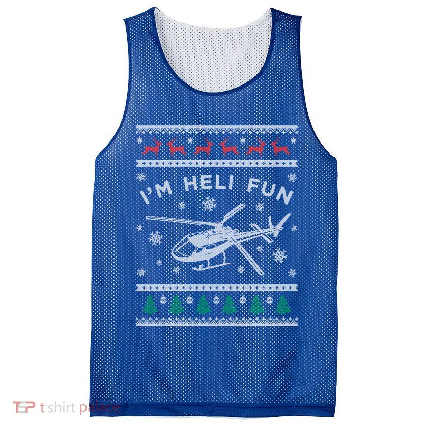 Helicopter Ugly Christmas Great Gift Fun Xmas Heli Gift Mesh Reversible Basketball Jersey Tank