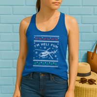Helicopter Ugly Christmas Great Gift Fun Xmas Heli Gift Womens Tank Top