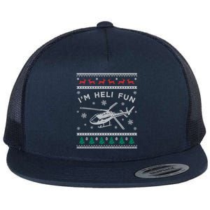 Helicopter Ugly Christmas Great Gift Fun Xmas Heli Gift Flat Bill Trucker Hat