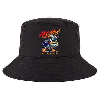 Hotrod Usa Classic Muscle Car Cartoon Race Car Funny Car Cool Comfort Performance Bucket Hat