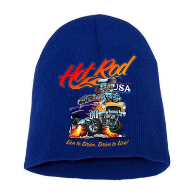 Hotrod Usa Classic Muscle Car Cartoon Race Car Funny Car Short Acrylic Beanie