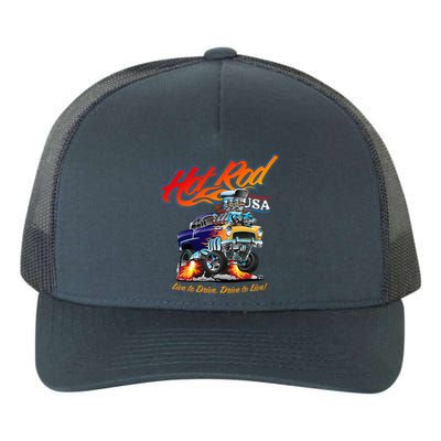 Hotrod Usa Classic Muscle Car Cartoon Race Car Funny Car Yupoong Adult 5-Panel Trucker Hat