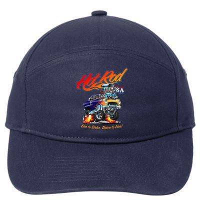 Hotrod Usa Classic Muscle Car Cartoon Race Car Funny Car 7-Panel Snapback Hat