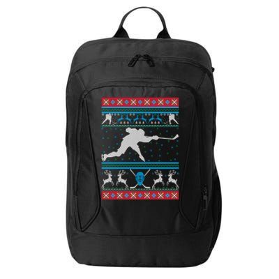 Hockey Ugly Christmas Ice Hockey Happy Holiday Xmas Gift Funny Gift City Backpack