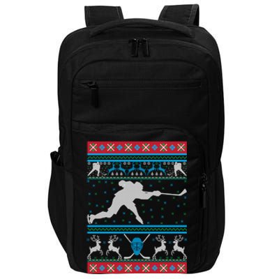 Hockey Ugly Christmas Ice Hockey Happy Holiday Xmas Gift Funny Gift Impact Tech Backpack