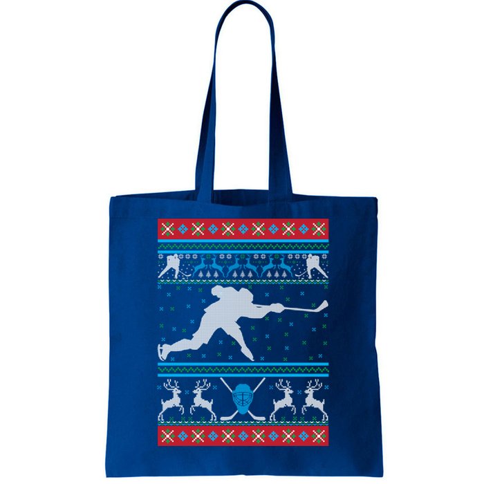 Hockey Ugly Christmas Ice Hockey Happy Holiday Xmas Gift Funny Gift Tote Bag