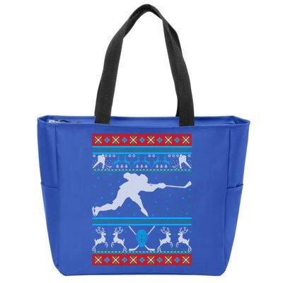 Hockey Ugly Christmas Ice Hockey Happy Holiday Xmas Gift Funny Gift Zip Tote Bag