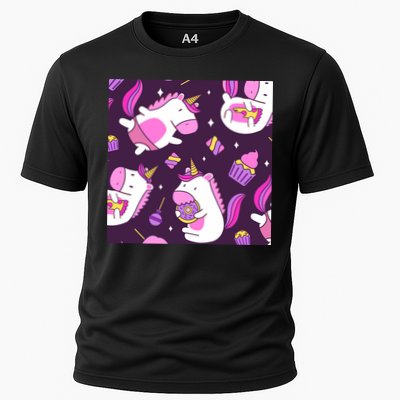 Happy Unicorn Dessert Lover Pattern Performance Shirt
