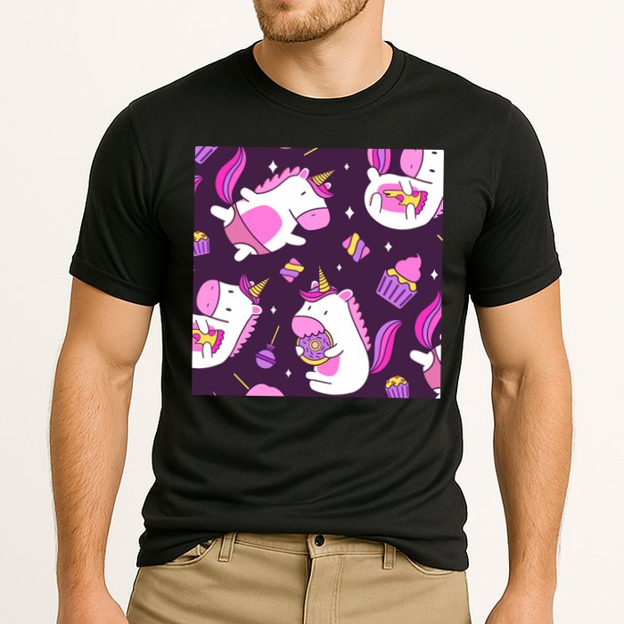 Happy Unicorn Dessert Lover Pattern Performance Shirt