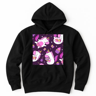 Happy Unicorn Dessert Lover Pattern Hoodie