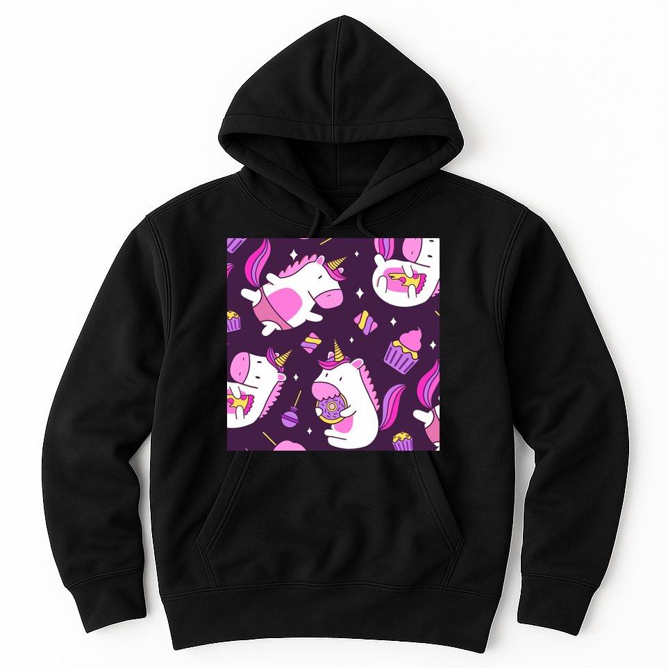 Happy Unicorn Dessert Lover Pattern Hoodie