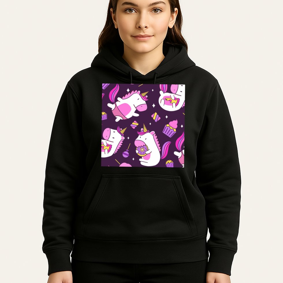 Happy Unicorn Dessert Lover Pattern Hoodie