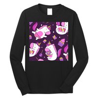 Happy Unicorn Dessert Lover Pattern Long Sleeve Shirt