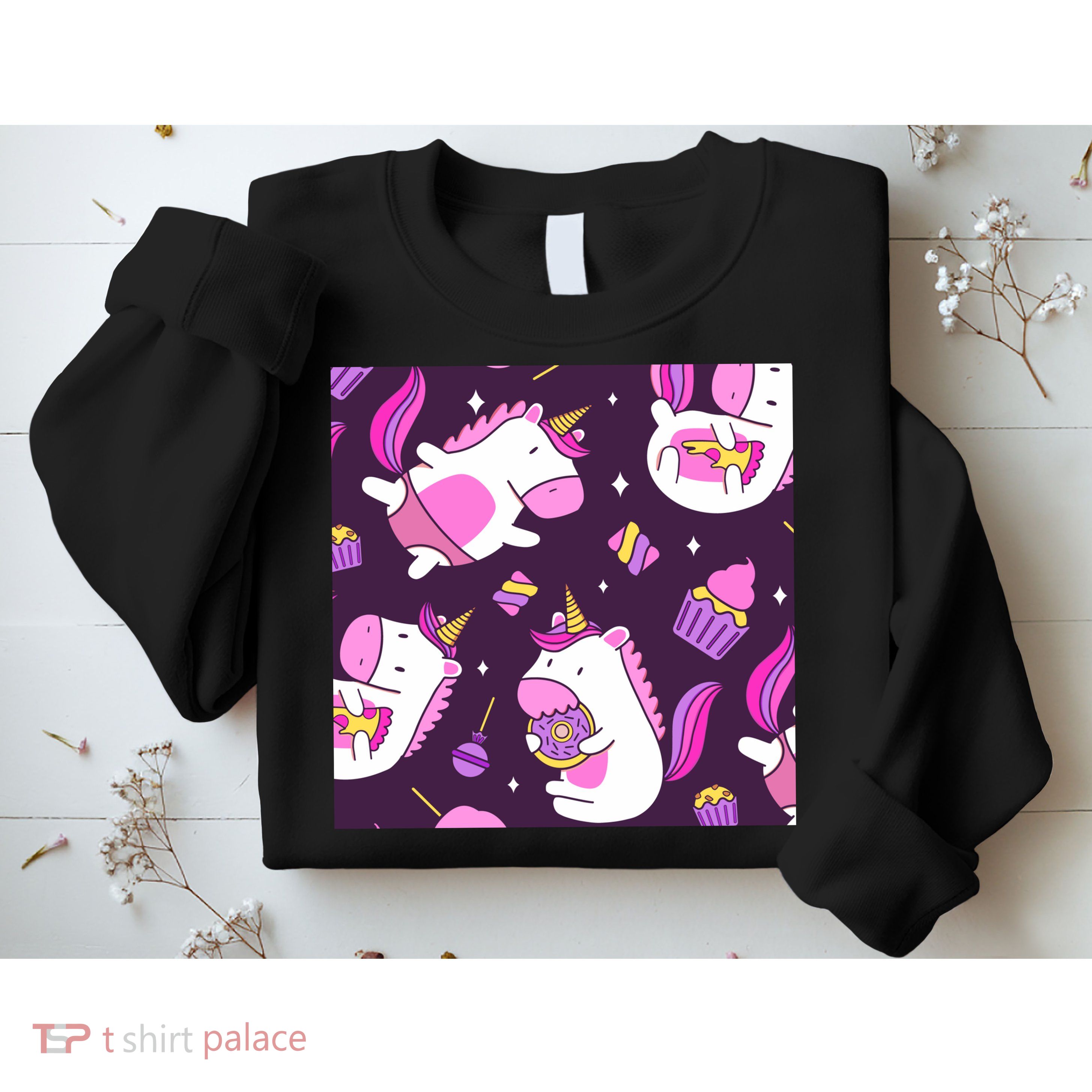 Happy Unicorn Dessert Lover Pattern Sweatshirt
