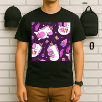 Happy Unicorn Dessert Lover Pattern T-Shirt
