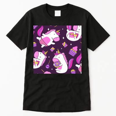Happy Unicorn Dessert Lover Pattern Tall T-Shirt
