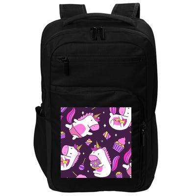 Happy Unicorn Dessert Lover Pattern Impact Tech Backpack