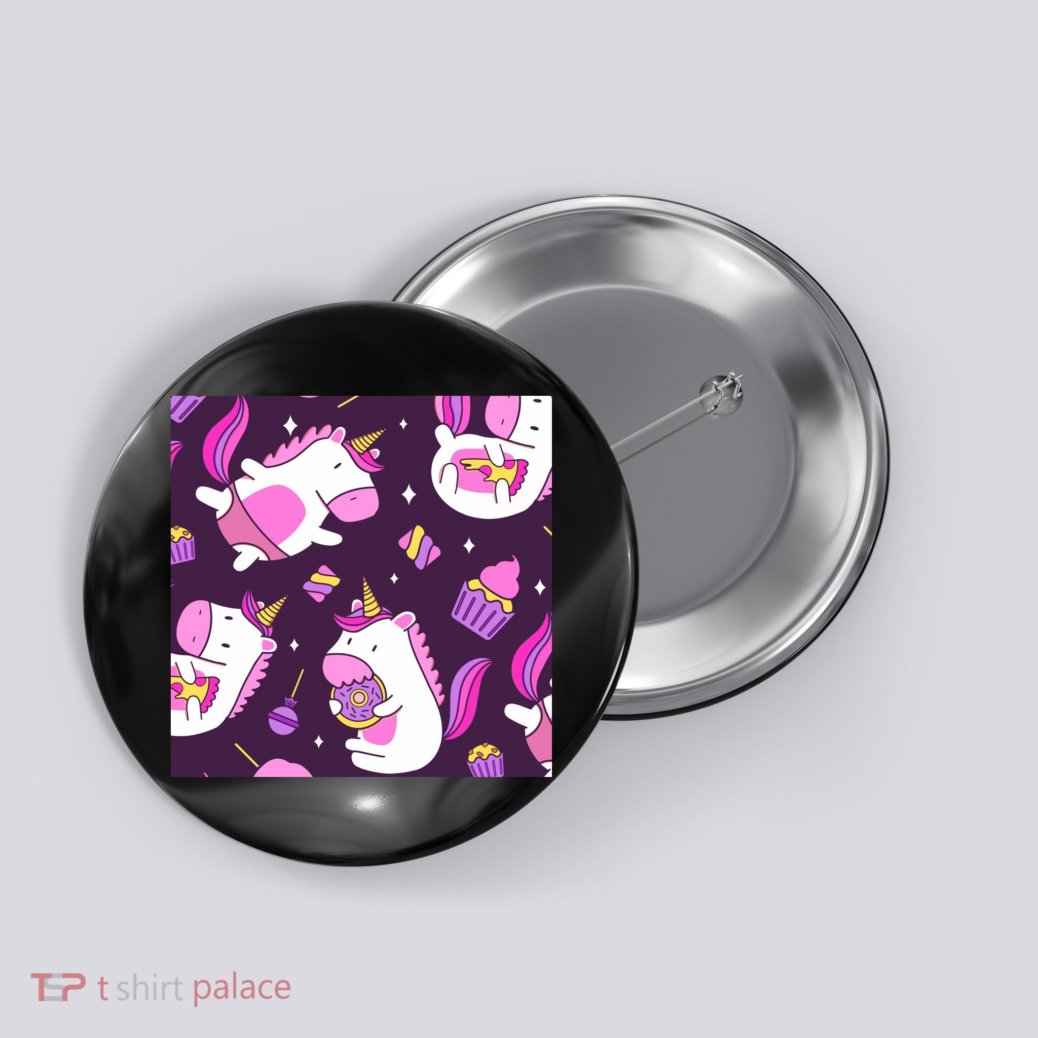 Happy Unicorn Dessert Lover Pattern Button
