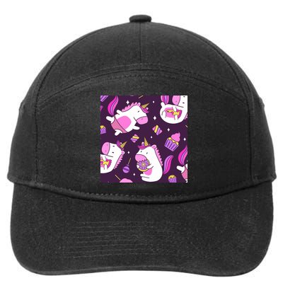 Happy Unicorn Dessert Lover Pattern 7-Panel Snapback Hat