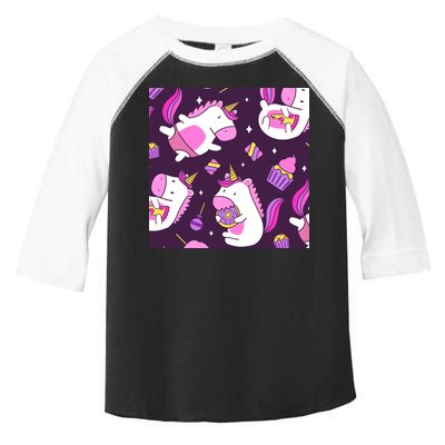 Happy Unicorn Dessert Lover Pattern Toddler Fine Jersey T-Shirt