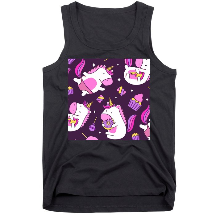 Happy Unicorn Dessert Lover Pattern Tank Top