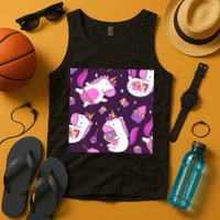 Happy Unicorn Dessert Lover Pattern Tank Top