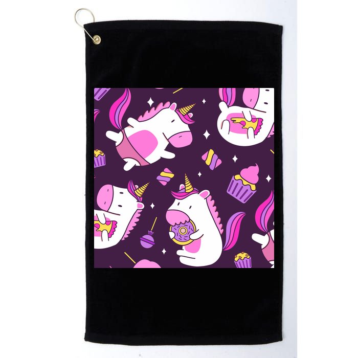 Happy Unicorn Dessert Lover Pattern Golf Towel