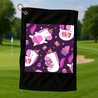 Happy Unicorn Dessert Lover Pattern Golf Towel