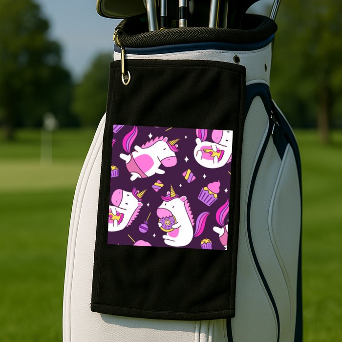 Happy Unicorn Dessert Lover Pattern Golf Towel
