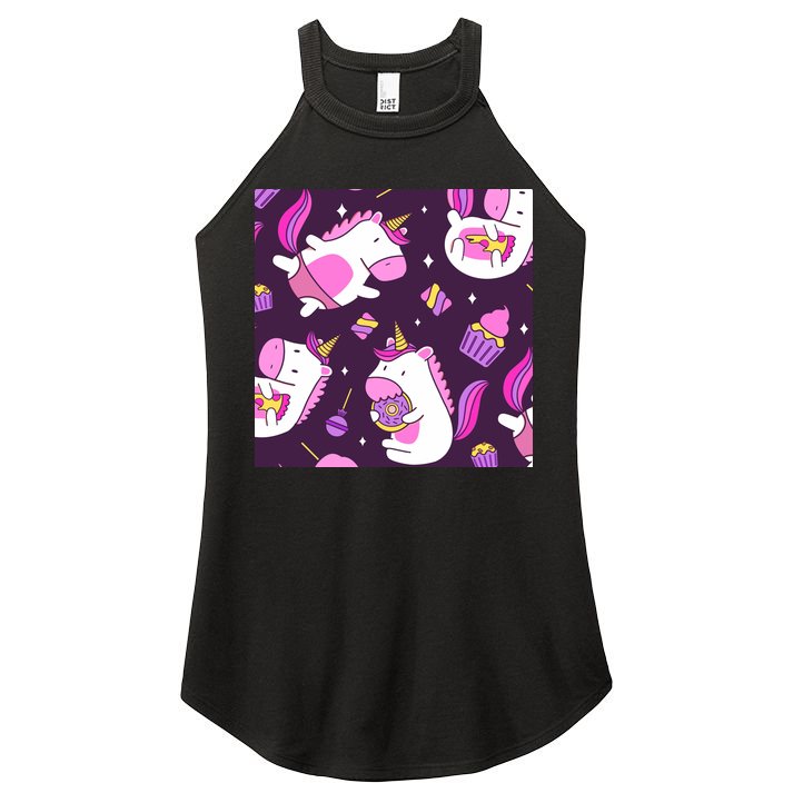 Happy Unicorn Dessert Lover Pattern Women's Perfect Tri Rocker Tank