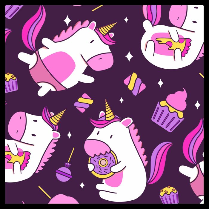Happy Unicorn Dessert Lover Pattern Women's V-Neck T-Shirt