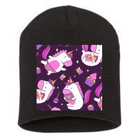 Happy Unicorn Dessert Lover Pattern Short Acrylic Beanie